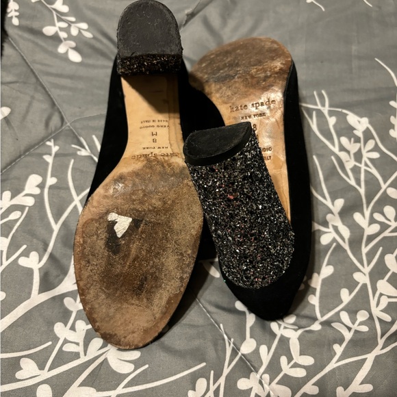 Kate Spade black suede heels with sparkle heel - Picture 5 of 6